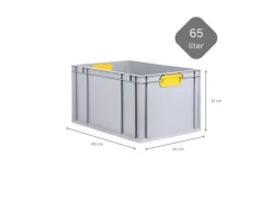 PROREGAL Spar Set 5x Eurobox Nextgen Color Mit Scharnierdeckel & Schiebeschnappverschlüsse HxBxT 32 x 40 x 60 cm Griffe Gelb Verstärkter Boden