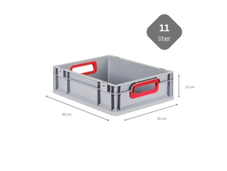 PROREGAL Spar Set 5x Eurobox Nextgen Color Mit Scharnierdeckel & Schiebeschnappverschlüssen HxBxT 12 x 30 x 40 cm Griffe Rot Offen Glatter Boden