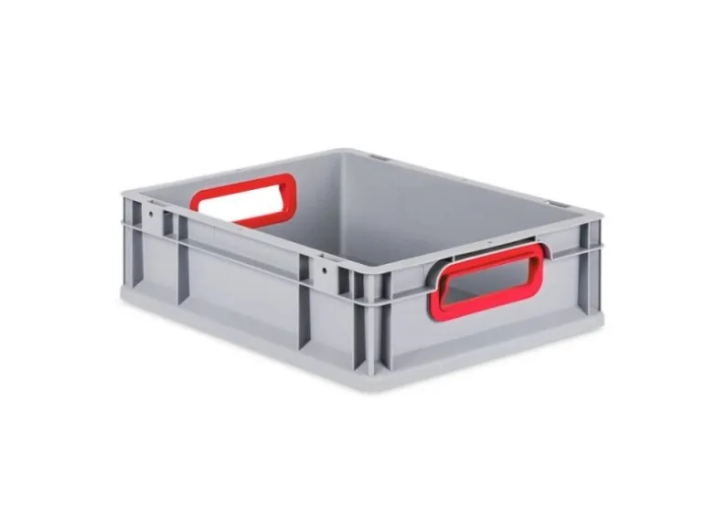 PROREGAL Spar Set 5x Eurobox Nextgen Color Mit Scharnierdeckel & Schiebeschnappverschlüssen HxBxT 12 x 30 x 40 cm Griffe Rot Offen Glatter Boden