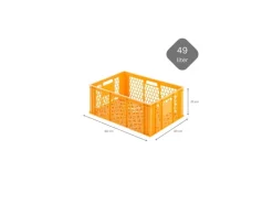 PROREGAL SparSet 5x Eurobehälter Bäcker- und Konditorenkasten HxBxT 25 x 40 x 60 49 Liter Gelb-Orange Brötchenkiste Stapelbare Bäckerkiste