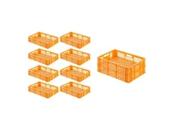 PROREGAL SparSet 10x Eurobehälter Bäcker- und Konditorenkasten HxBxT 13 x 40 x 60 24 Liter Gelb-Orange Brötchenkiste Stapelbare Bäckerkiste