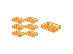 PROREGAL SuperSparSet 7 x Eurobehälter Bäcker- und Konditorenkasten HxBxT 13 x 40 x 60 24 Liter Gelb-Orange Brötchenkiste Stapelbare Bäckerkiste