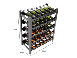PROREGAL Weinregal Toskana HxBxT 75 x 60 x 30 cm 30 Flaschen Auf 5 Ebenen Schwarz Wein Metallregal Weinständer Flaschenständer