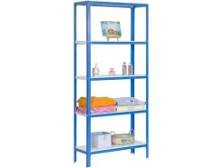 PROREGAL Wohnregal Living Koala Metal mit 5 Fachböden HxBxT 180 x 100 x 30 cm Fachlast 150 kg Blau/Weiß