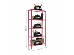 PROREGAL Wohnregal Living Koala Wood mit 5 Fachböden HxBxT 180 x 100 x 30 cm Fachlast 150 kg Rosa/Weiß