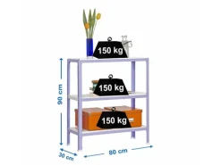 PROREGAL Wohnregal Living Koala Metal mit 3 Fachböden HxBxT 90 x 80 x 30 cm Fachlast 150 kg Lila/Weiß