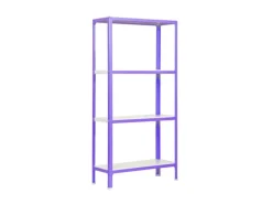 PROREGAL Wohnregal Living Koala Metal mit 4 Fachböden HxBxT 160 x 80 x 40 cm Fachlast 150 kg Lila/Weiß