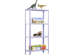 PROREGAL Wohnregal Living Koala Metal mit 4 Fachböden HxBxT 160 x 80 x 40 cm Fachlast 150 kg Lila/Weiß