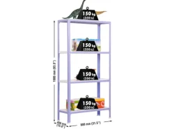 PROREGAL Wohnregal Living Koala Metal mit 4 Fachböden HxBxT 160 x 80 x 40 cm Fachlast 150 kg Lila/Weiß