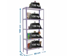 PROREGAL Wohnregal Living Koala Wood mit 5 Fachböden HxBxT 180 x 80 x 30 cm Fachlast 150 kg Lila/Weiß