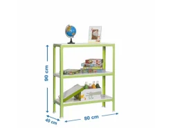 PROREGAL Wohnregal Living Koala Metal mit 3 Fachböden HxBxT 90 x 80 x 40 cm Fachlast 150 kg Grün/Weiß