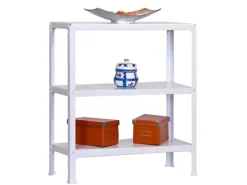 PROREGAL Wohnregal Living Koala Metal mit 3 Fachböden HxBxT 90 x 80 x 30 cm Fachlast 150 kg Weiß/Weiß