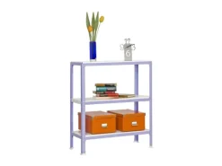 PROREGAL Wohnregal Living Koala Metal mit 3 Fachböden HxBxT 90 x 80 x 40 cm Fachlast 150 kg Lila/Weiß