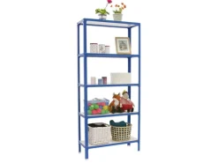 PROREGAL Wohnregal Living Koala Wood mit 5 Fachböden HxBxT 180 x 80 x 30 cm Fachlast 150 kg Blau/Weiß