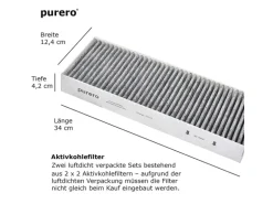 PURERO Premium Aktivkohlefilter Ersatzfilter für Bora BASIC Dunstabzug - 4 Stück