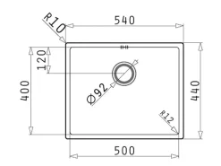 Pyramis Edelstahlbecken Astris Universal 1B 54 cm x 44 cm Edelstahl