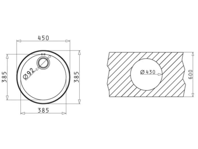 Pyramis Einbaubecken CR rund
