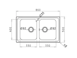 Pyramis Einbauspüle Alea 2B 86 cm x 50 cm Edelstahl