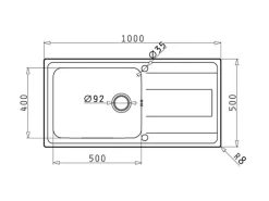 Pyramis Einbauspüle Alea Plus 1B 1D 100 cm x 50 cm Edelstahl