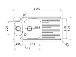 Pyramis Einbauspüle Amaltia Extra 1 1/2B 1D 100 cm x 50 cm Edelstahl