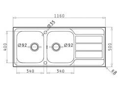 Pyramis Einbauspüle Athena Extra 2B 1D 116 cm x 50 cm Edelstahl