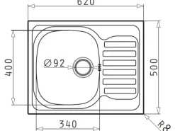 Pyramis Einbauspüle Derby 62 cm x 50 cm Edelstahl
