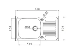 Pyramis Einbauspüle Dorian 1B 1D 86 cm x 50 cm Edelstahl