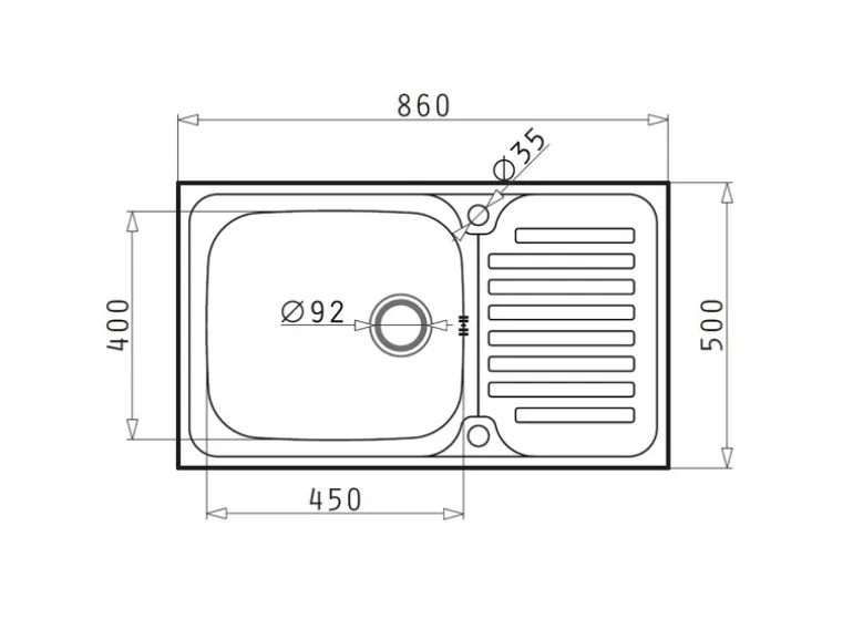 Pyramis Einbauspüle Dorian 1B 1D 86 cm x 50 cm Edelstahl