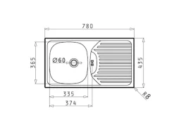 Pyramis Einbauspüle ET 78 1B 1D 78 cm x 43,5 cm Edelstahl