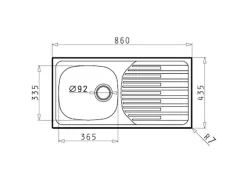 Pyramis Einbauspüle ET 33 Fork 1B 1D 86 cm x 43,5 cm Edelstahl Leinen