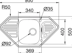 Pyramis Einbauspüle Medusa Corner 1B 2D