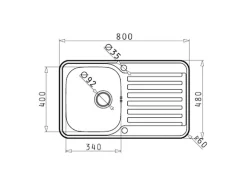Pyramis Einbauspüle Space Mini 1B 1D 80 cm x 48 cm Edelstahl