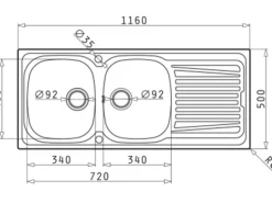 Pyramis Einbauspüle Sparta (116x50) 2B 1D