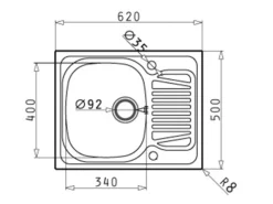 Pyramis Einbauspüle Sparta (62x50) 1B 1D