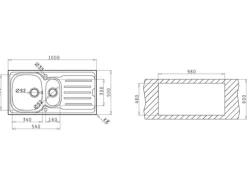 Pyramis Einbauspüle Vera (100x50) 1 1/2B 1D inkl. Restebeckeneinsatz