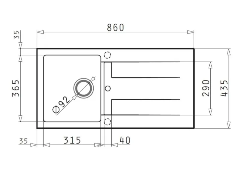 Pyramis Küchenspüle Athlos 86 cm x 43,5 cm 1B 1D Pyragranite Iron Grey