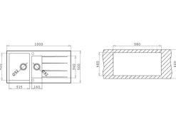 Pyramis Küchenspüle Athlos (100x50) 1 1/2B 1D, Pyragranite Carbon