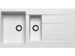 Pyramis Küchenspüle Athlos 100 cm x 50 cm 1 1/2B 1D Pyragranite Snow