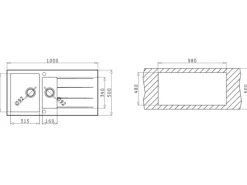 Pyramis Küchenspüle Athlos 100 cm x 50 cm 1 1/2B 1D Pyragranite Snow