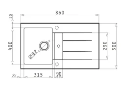 Pyramis Küchenspüle Athlos (86x50) 1 1/4B 1D, Pyragranite Carbon
