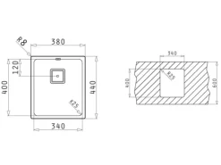 Pyramis Küchenspüle Lume 38 cm x 44 cm 1B Edelstahl poliert