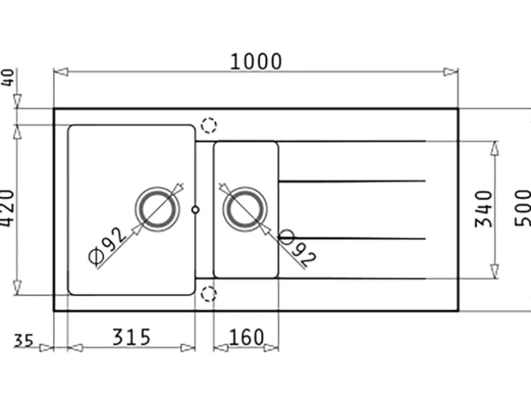 Pyramis Pyragranitespüle Athlos 1 1/2B 1D 100 cm x 50 cm Volcano