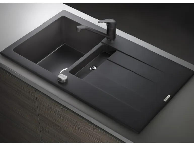 Pyramis Pyragranitespüle Athlos 1 1/4B 1D 86 cm x 50 cm Volcano