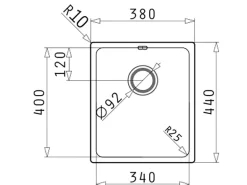 Pyramis Spülbecken Lydia 1B Flacheinbau Edelstahl 34 cm x 40 cm