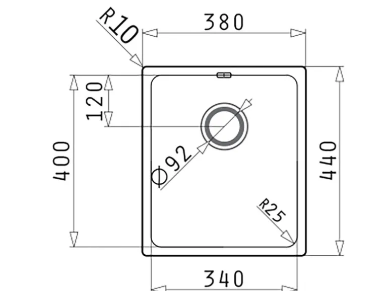 Pyramis Spülbecken Lydia 1B Flacheinbau Edelstahl 34 cm x 40 cm