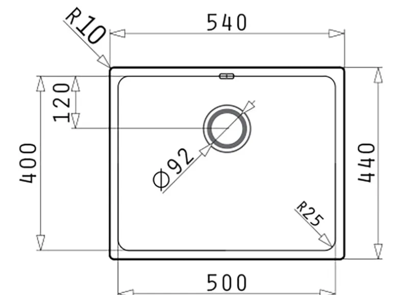 Pyramis Spülbecken Lydia 1B Flacheinbau Edelstahl 50 cm x 40 cm