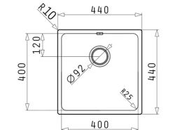 Pyramis Spülbecken Lydia 1B Flacheinbau Edelstahl 40 cm x 40 cm