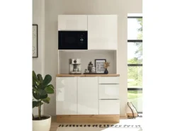 Respekta Buffet mit Mikrowelle zu Küchenzeile Marleen Artisan-Eiche Weiß