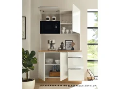 Respekta Buffet mit Mikrowelle zu Küchenzeile Marleen Artisan-Eiche Weiß