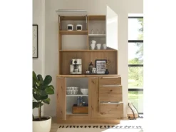 Respekta Buffet zu Küchenzeile Marleen Artisan-Eiche Weiß Hochglanz